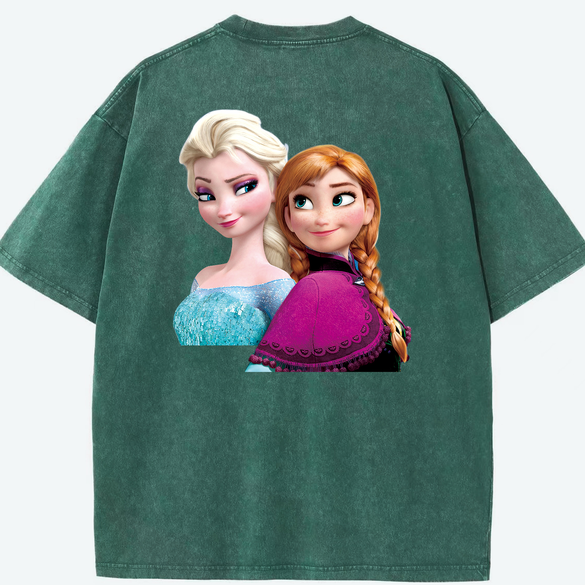 （画像用） アナと雪の女王 アンナ エルサ Frozen Anna Elsa 綿100% ヴィンテージ風 半袖Tシャツ（背面プリント）